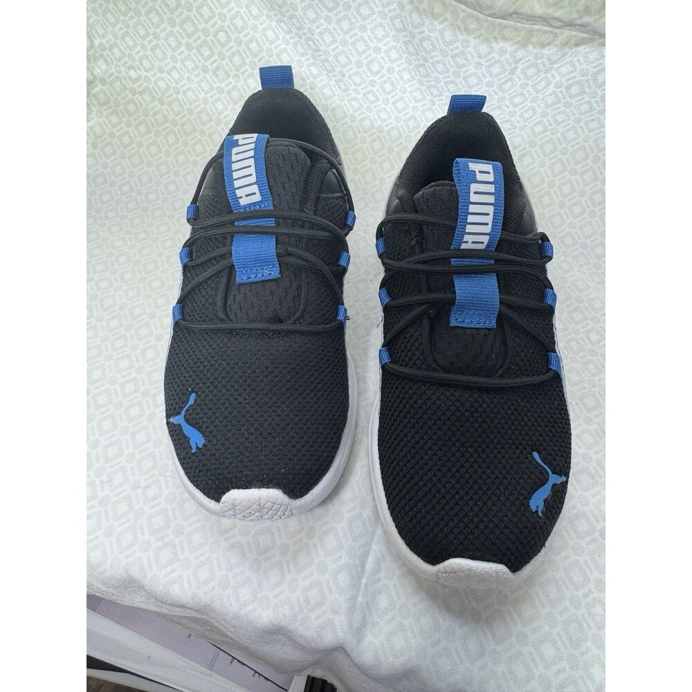 PUMA Axelion Slip On  Youth Boys Black Blue Sneakers Casual Sz 11 Small Flaw
